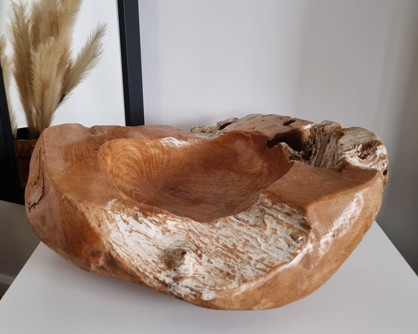 Vintage Large & Heavy Rustic Solid Wooden Bowl/Centrepiece