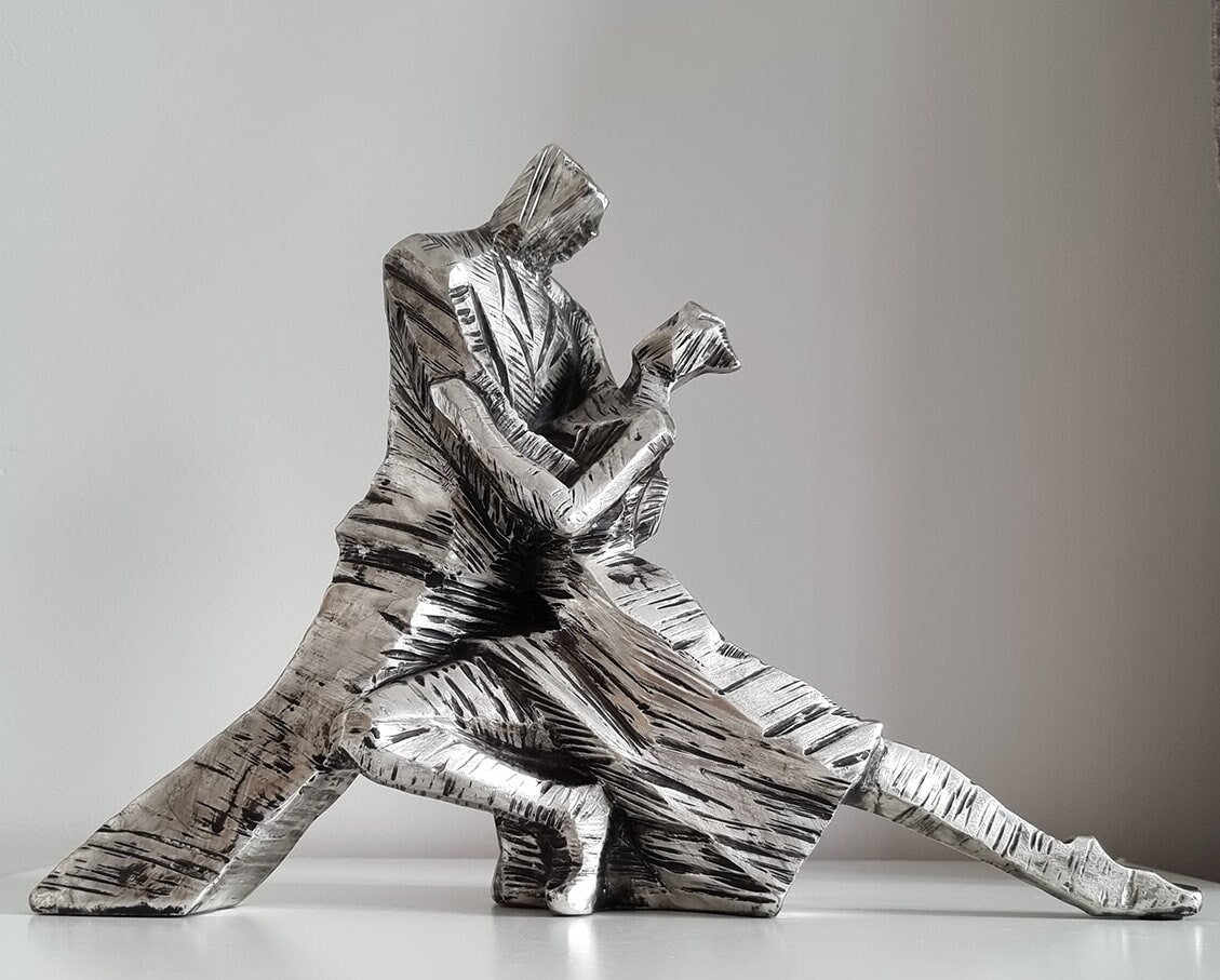 Vintage Metal Effect Tango Dancers Sculpture