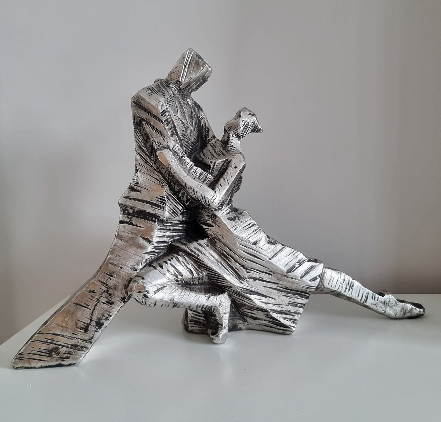 Vintage Metal Effect Tango Dancers Sculpture