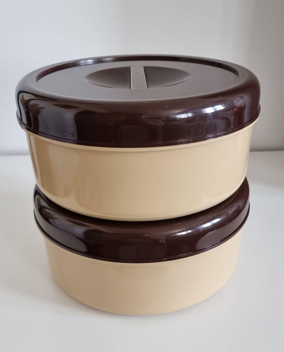 Pair Of Retro Embee Plastic Round Kitchen Food Storage Containers