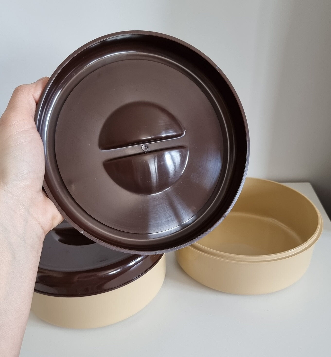 Pair Of Retro Embee Plastic Round Kitchen Food Storage Containers