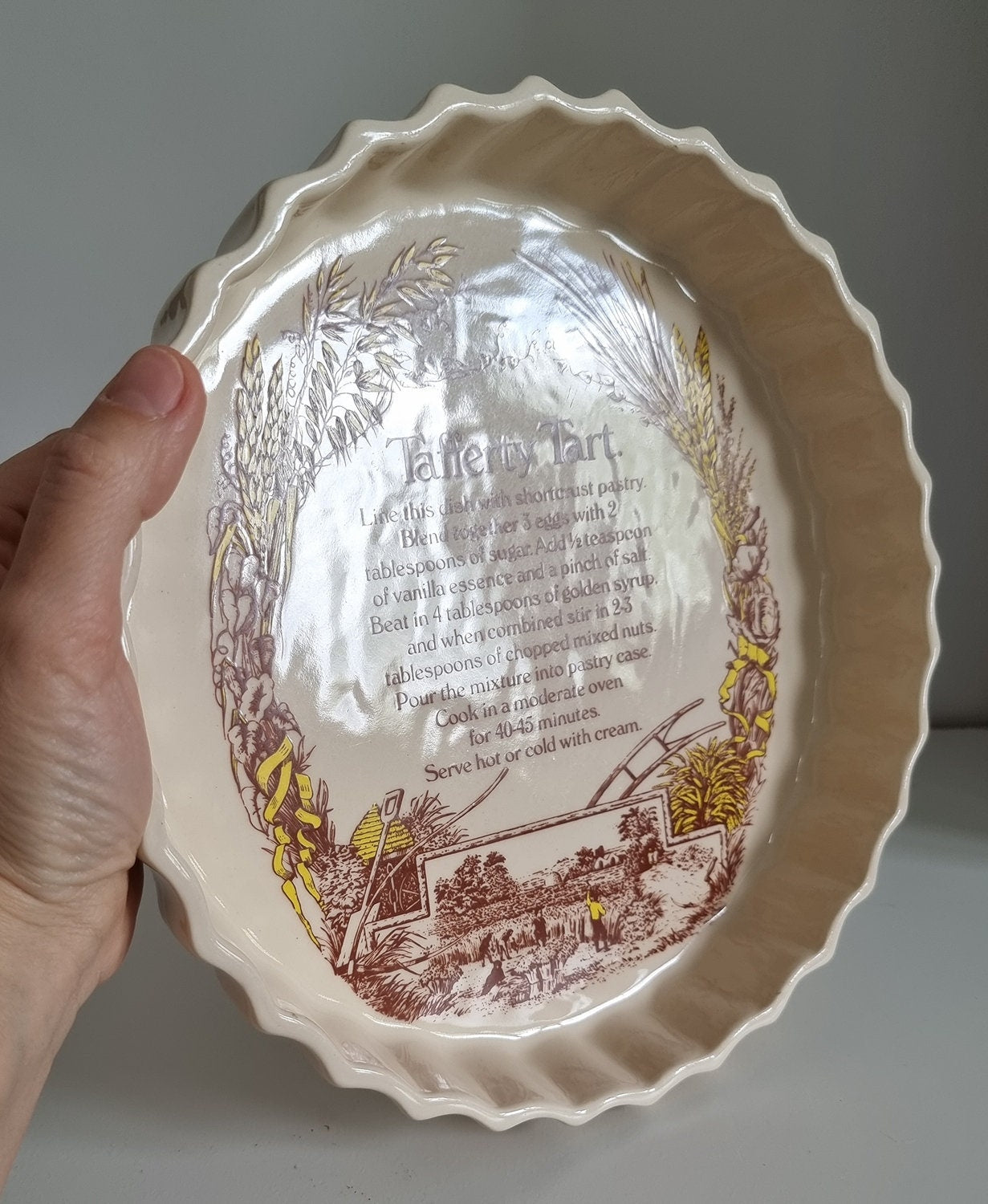 Vintage TG Green 'Epicure' Pie Flan Dish With Tafferty Tart Recipe