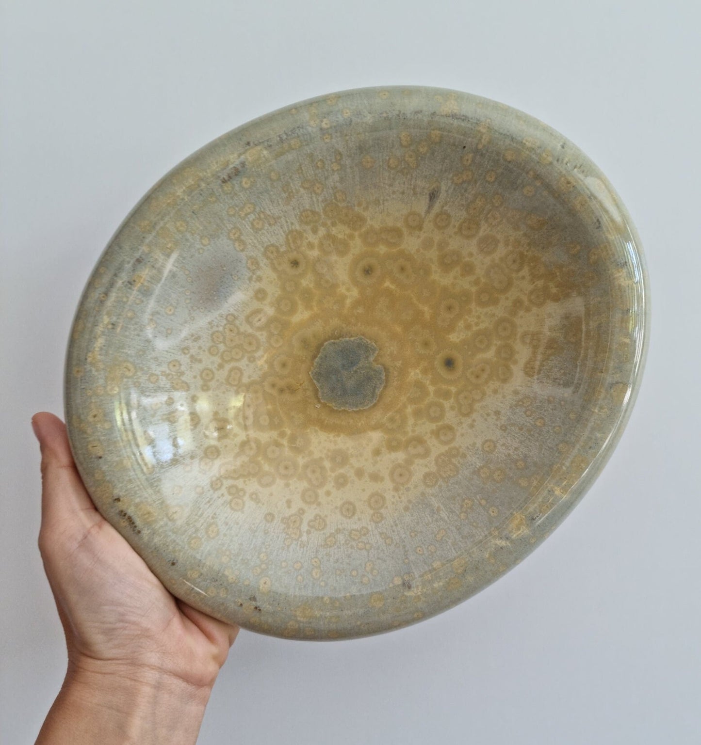 Vintage Retro Flat Speckled Glaze Pottery Bowl Dish