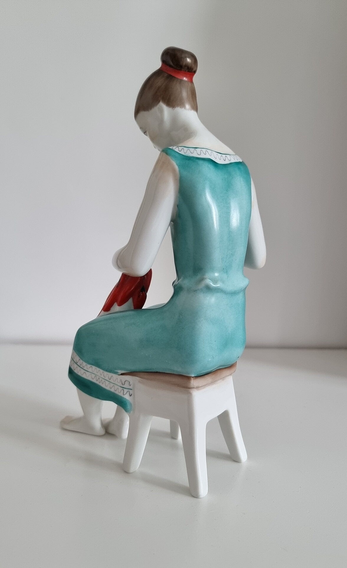 Vintage Hungarian Hollóháza Porcelain Figurine - Woman With Peppers