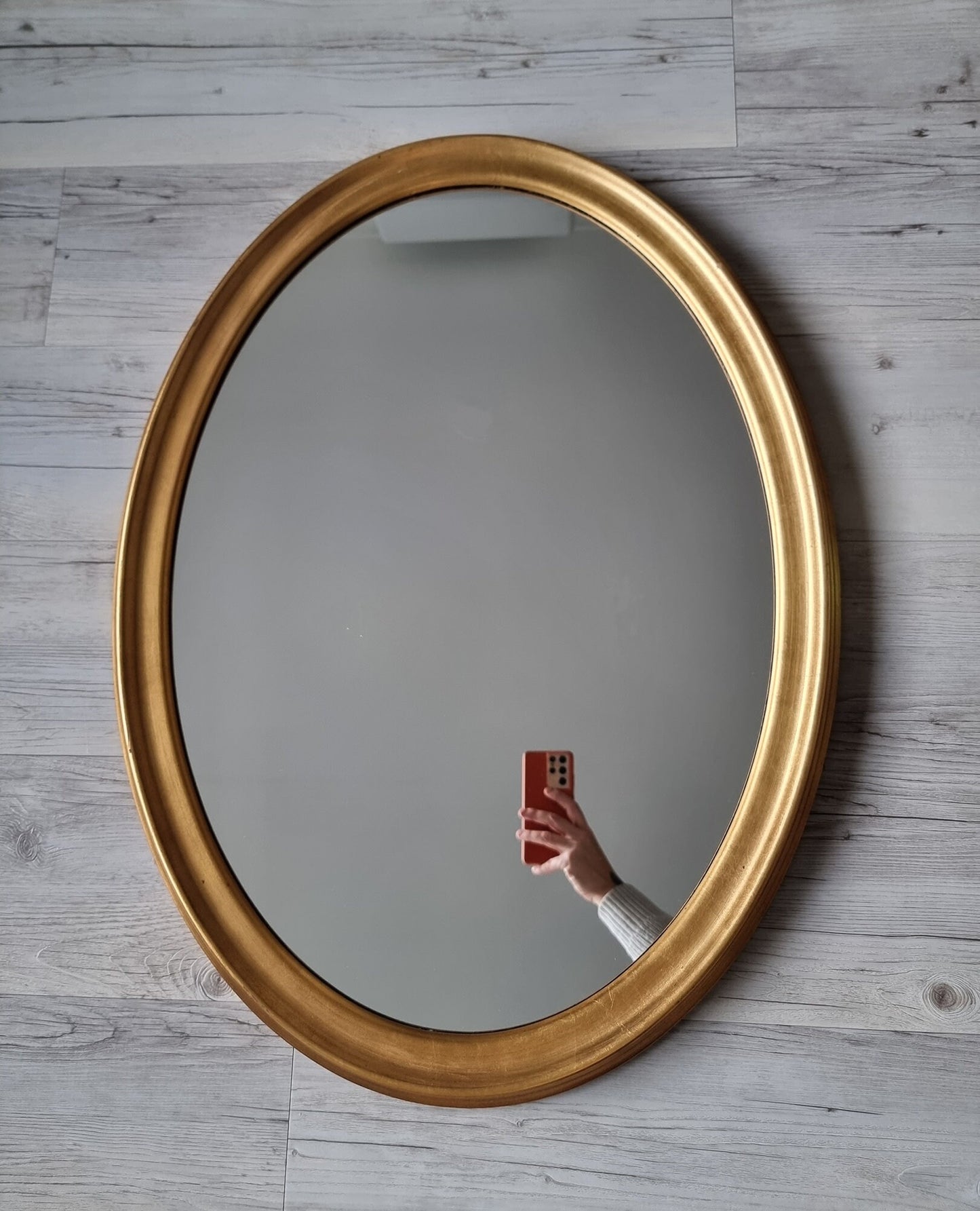 Large Vintage Oval Gilded Wall Hanging Mirror