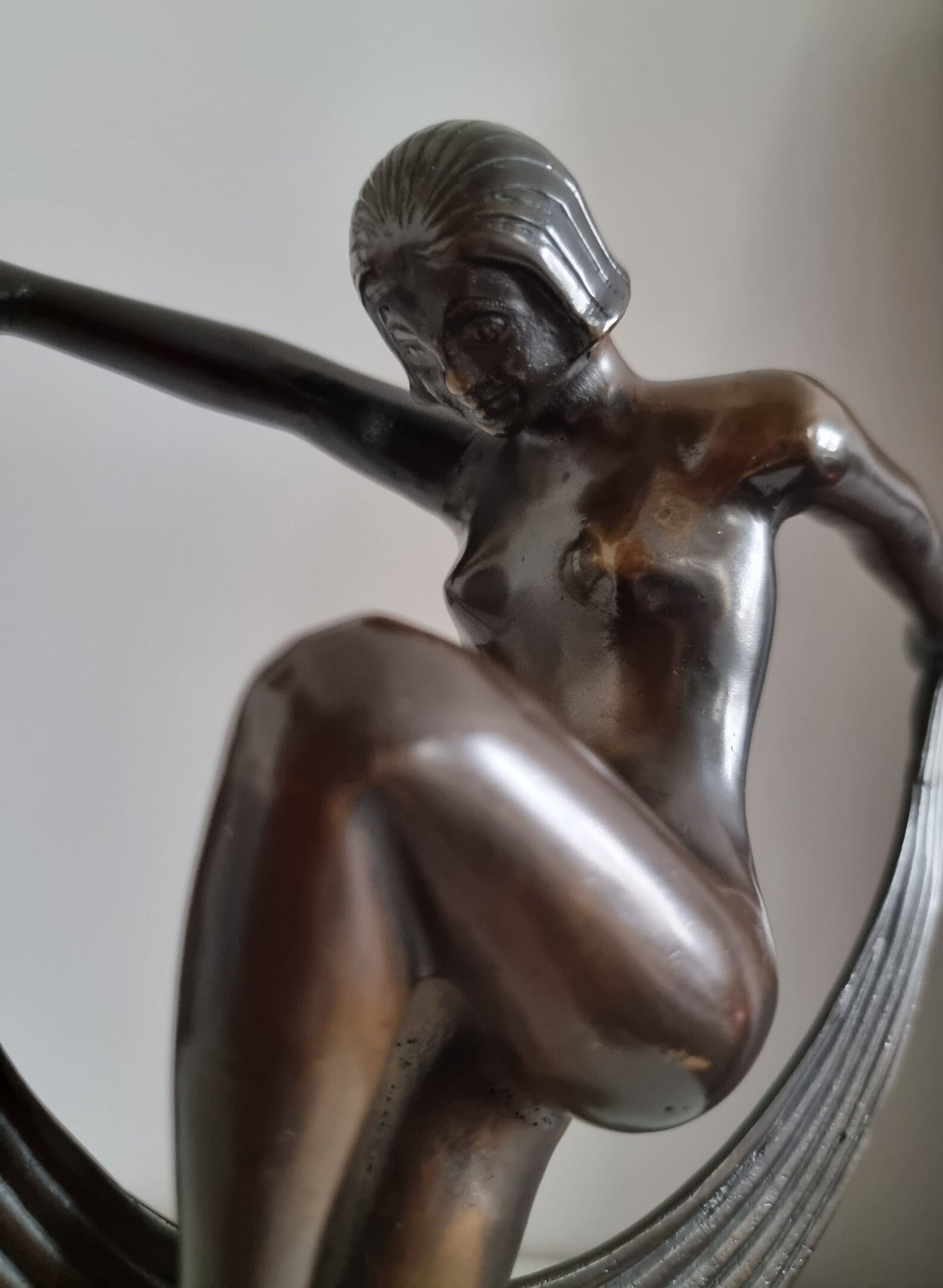 Vintage Art Deco Bronze Nude Dancing Woman Sculpture