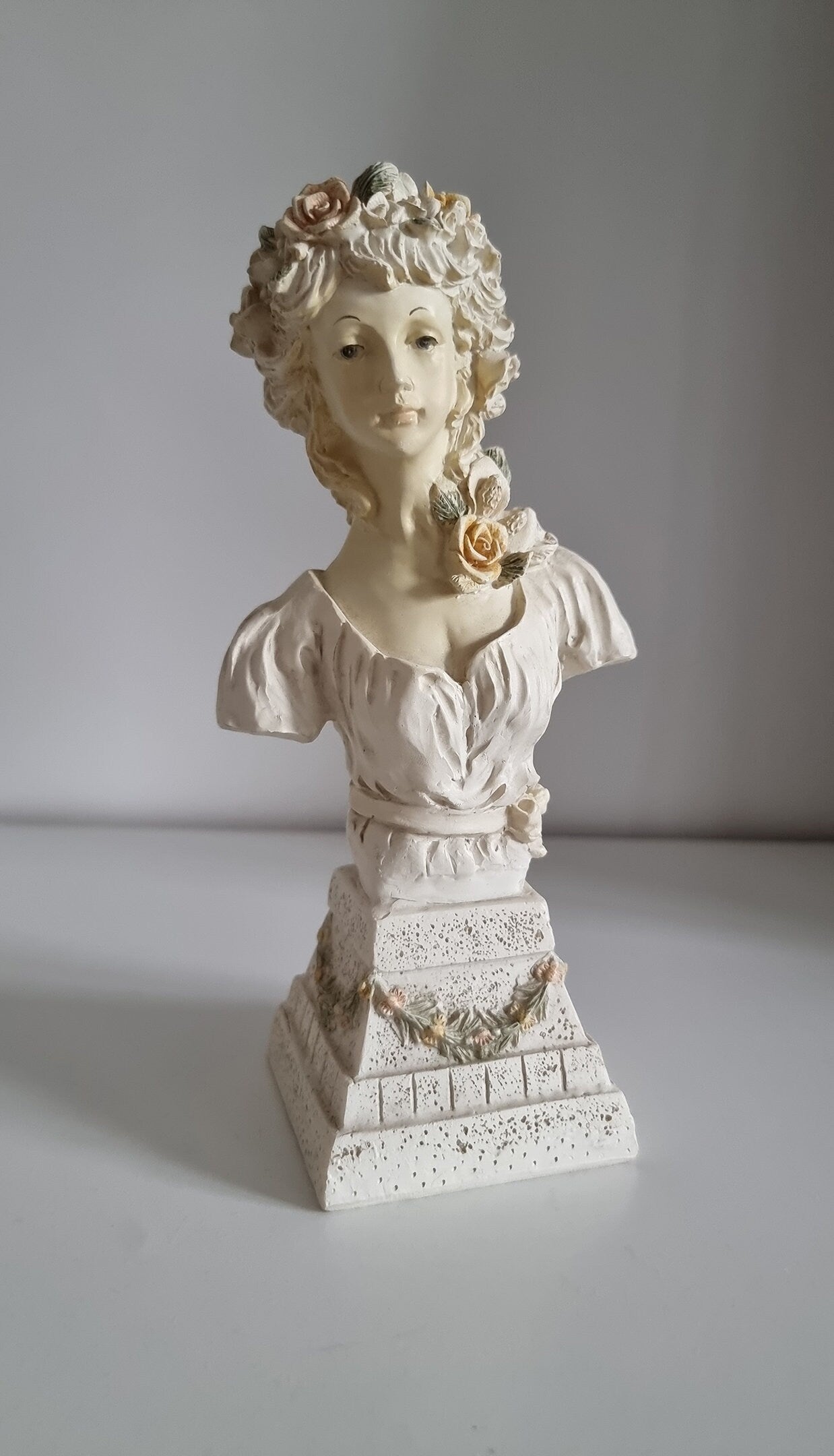 Vintage Young Girl Bust Figurine Statue