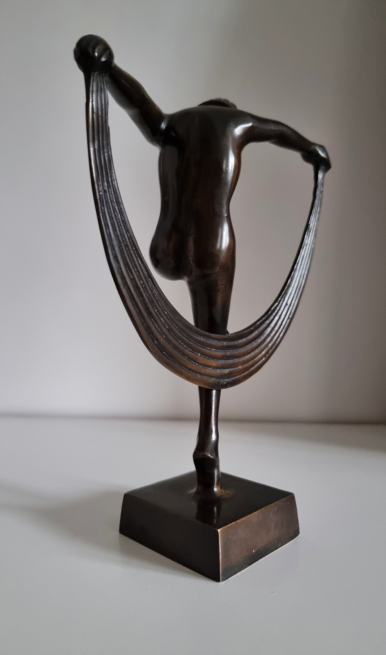 Vintage Art Deco Bronze Nude Dancing Woman Sculpture