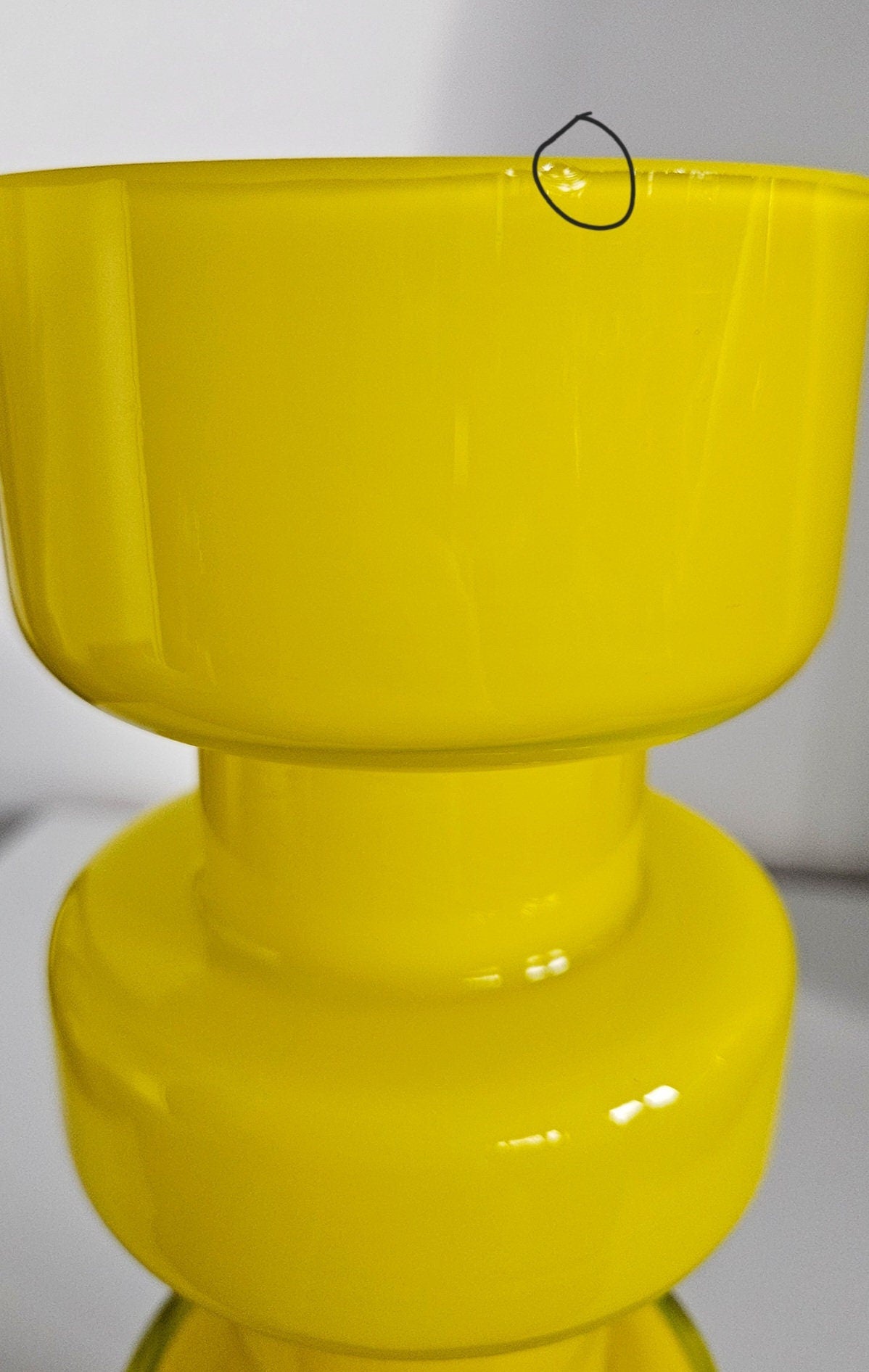 Retro Design Yellow Hooped Cased Glass Vase