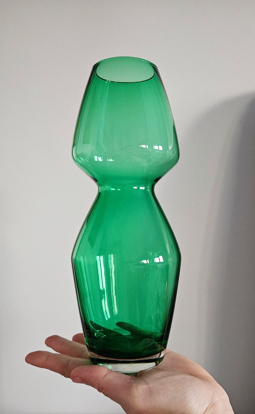Mid-Century Riihimaki Green Glass Vase Number 1479