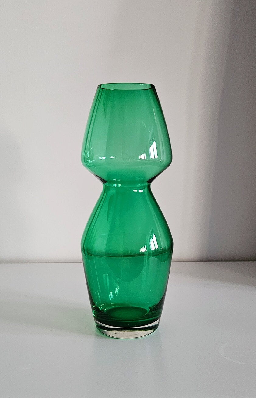 Mid-Century Riihimaki Green Glass Vase Number 1479