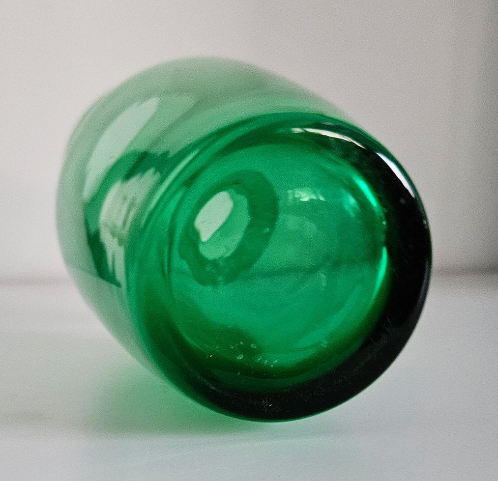 Mid-Century Riihimaki Green Glass Vase Number 1479