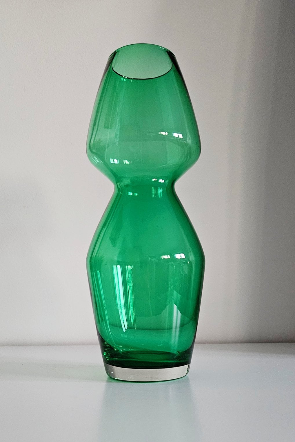 Mid-Century Riihimaki Green Glass Vase Number 1479