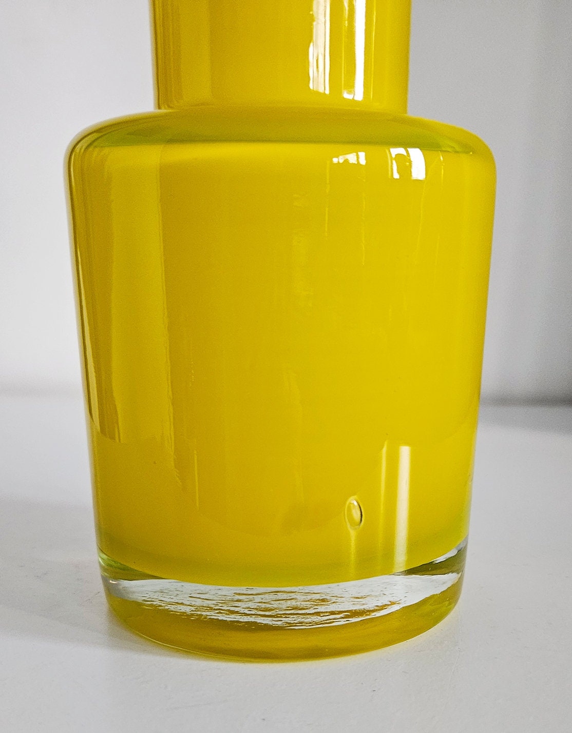 Retro Design Yellow Hooped Cased Glass Vase