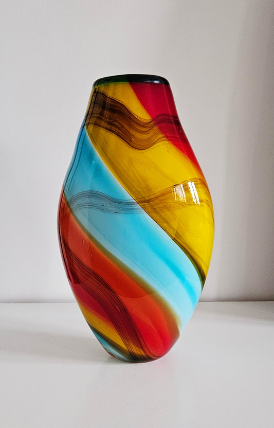 Retro Vintage Colourful Art Glass Vase