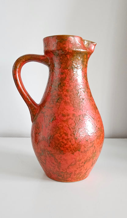 Mid-Century Hungarian Tofej Ceramic Jug In Orange Colour