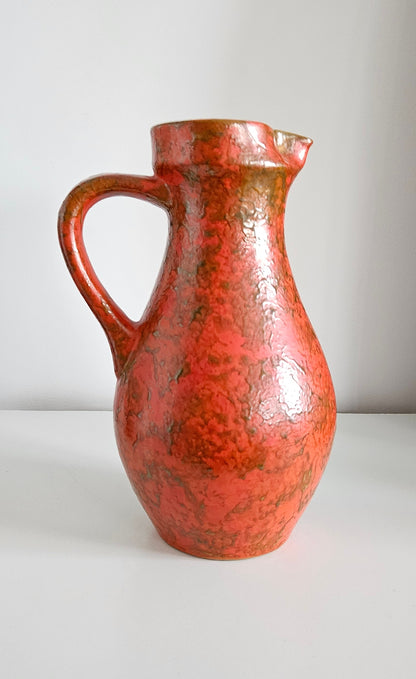 Mid-Century Hungarian Tofej Ceramic Jug In Orange Colour