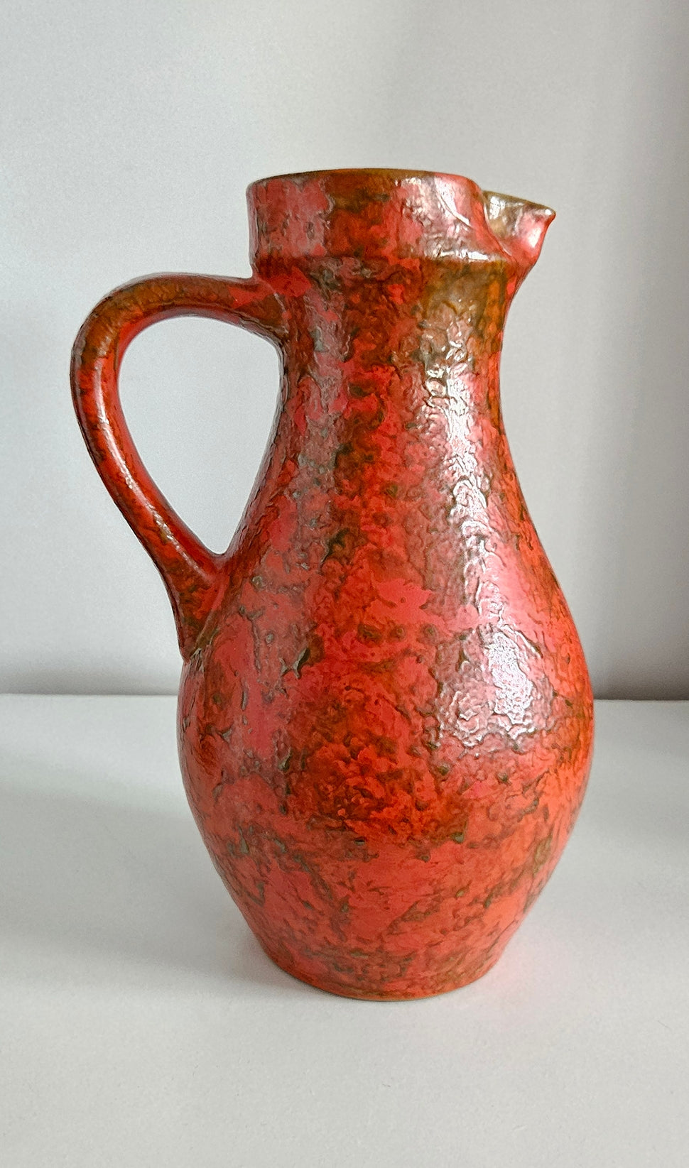 Mid-Century Hungarian Tofej Ceramic Jug In Orange Colour