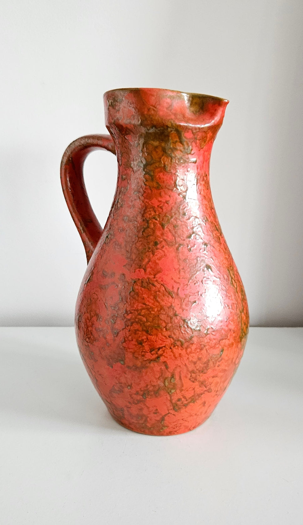 Mid-Century Hungarian Tofej Ceramic Jug In Orange Colour