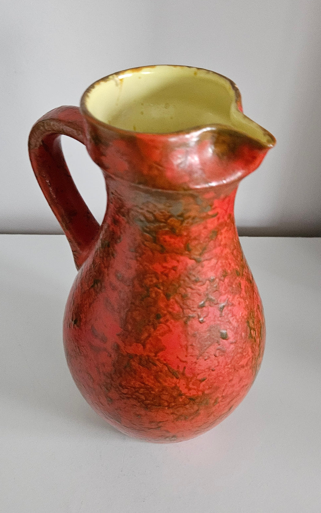 Mid-Century Hungarian Tofej Ceramic Jug In Orange Colour