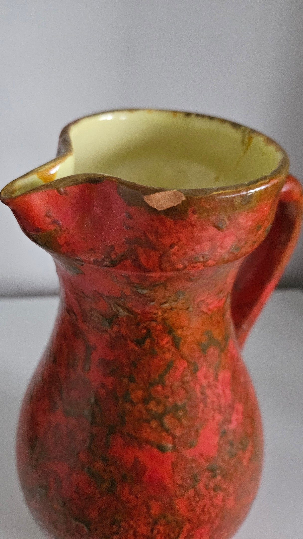 Mid-Century Hungarian Tofej Ceramic Jug In Orange Colour