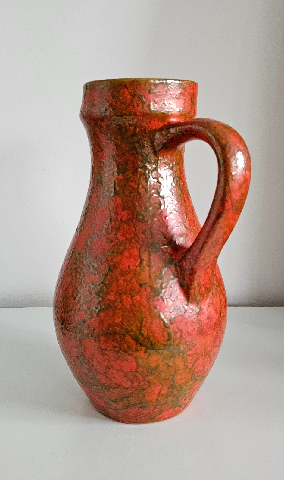 Mid-Century Hungarian Tofej Ceramic Jug In Orange Colour