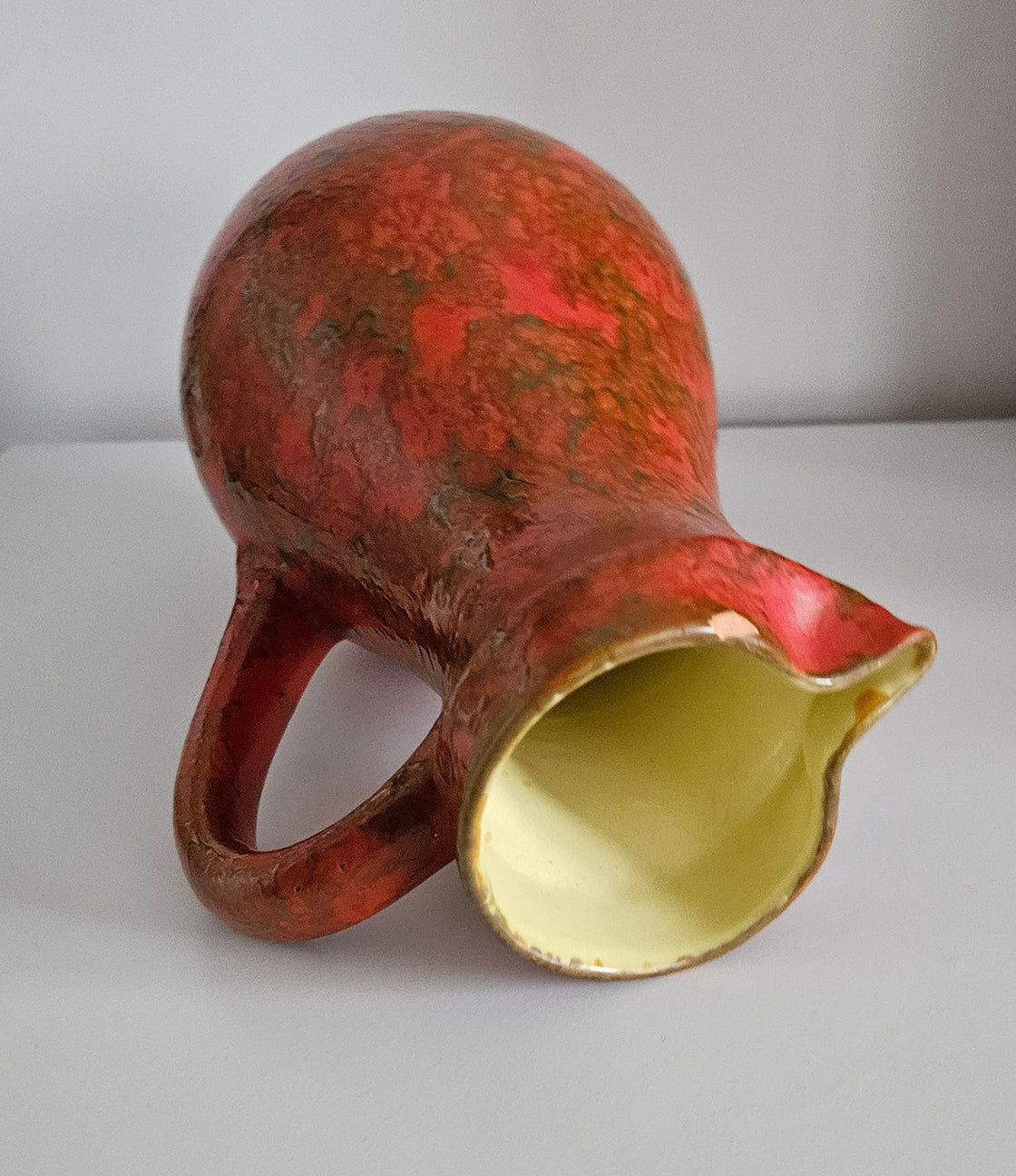 Mid-Century Hungarian Tofej Ceramic Jug In Orange Colour