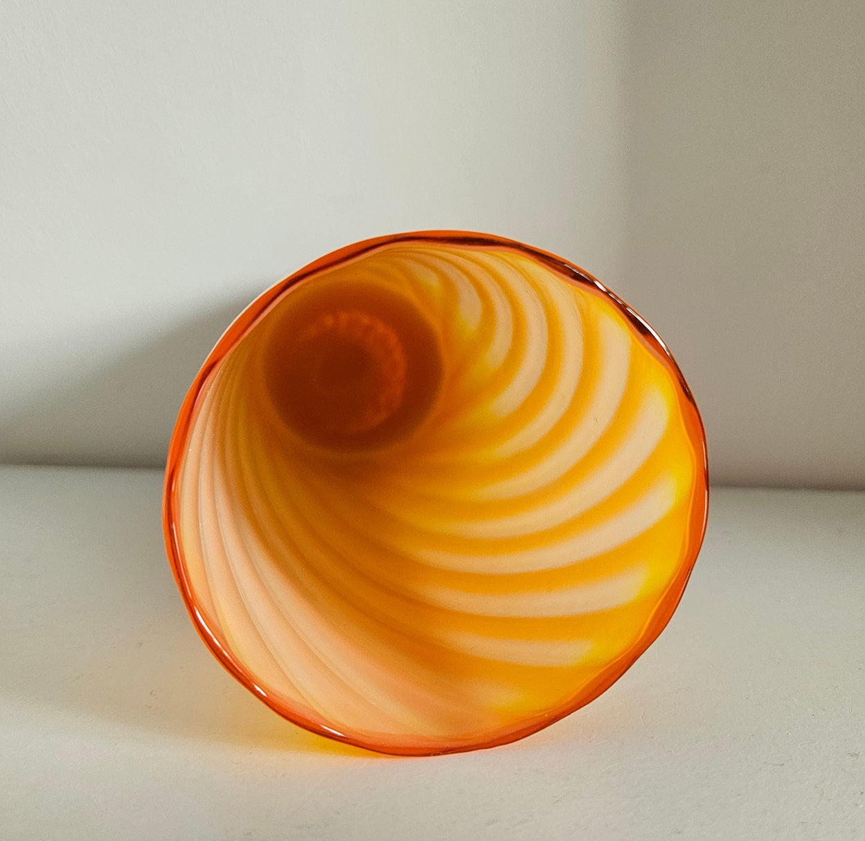 Mid-Century Elme Glasbruk Scandinavian Orange/Yellow Glass Vase