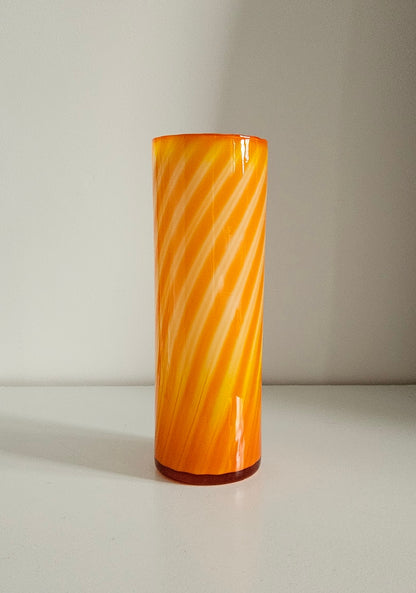 Mid-Century Elme Glasbruk Scandinavian Orange/Yellow Glass Vase