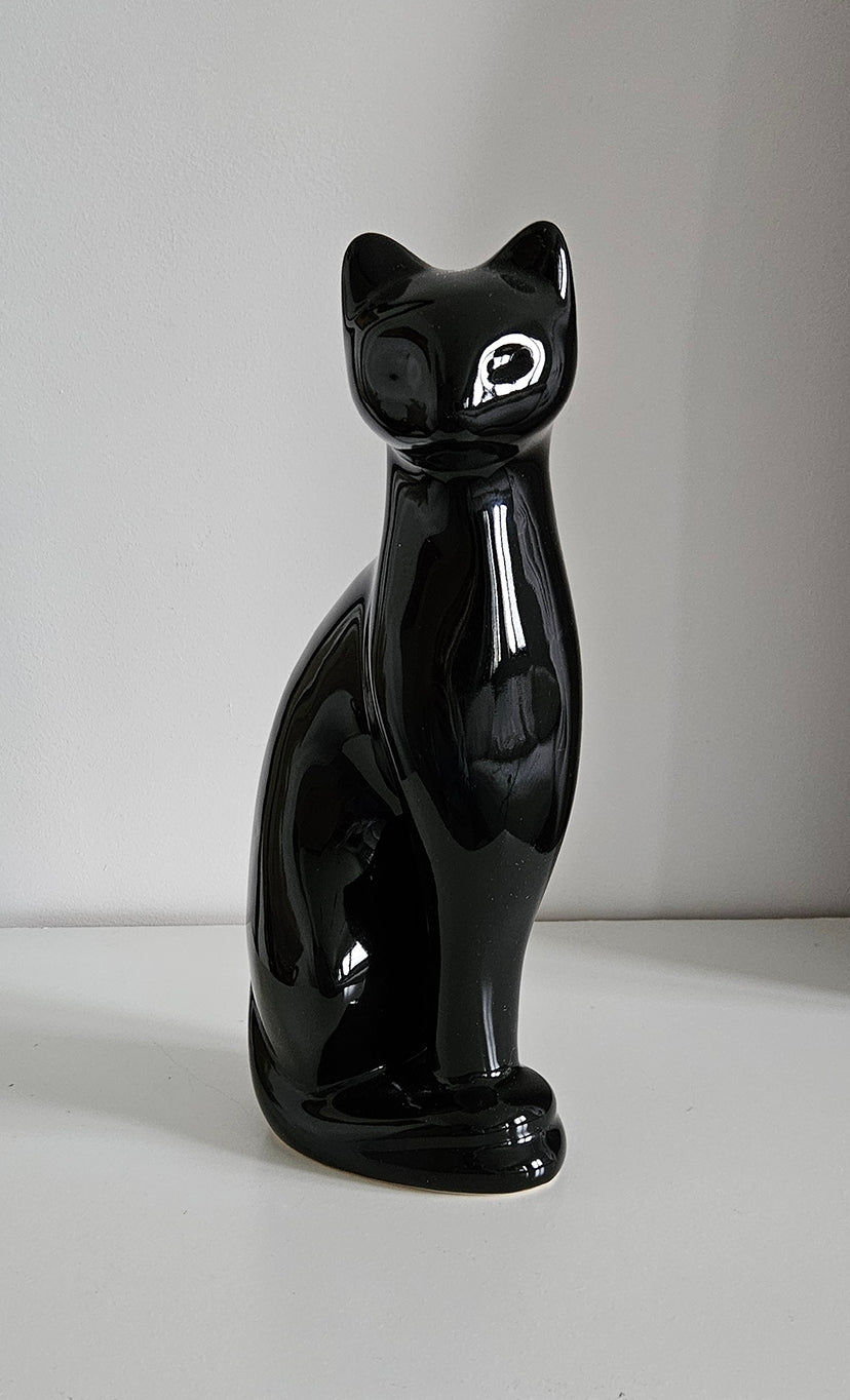 Retro Tall Black Cat Statue Figurine