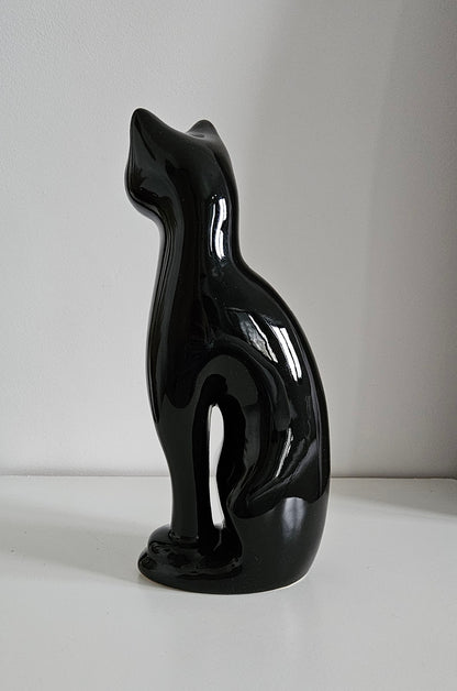 Retro Tall Black Cat Statue Figurine