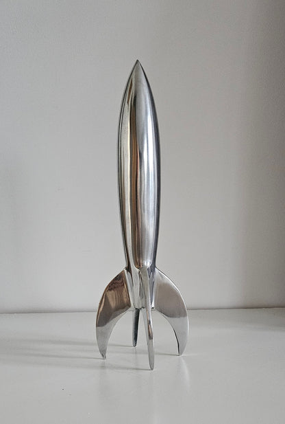 Rare Mid-Century Vintage Spage Age Aluminium Rocket, Spaceship