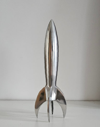 Rare Mid-Century Vintage Spage Age Aluminium Rocket, Spaceship