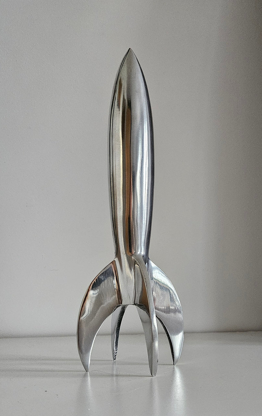 Rare Mid-Century Vintage Spage Age Aluminium Rocket, Spaceship