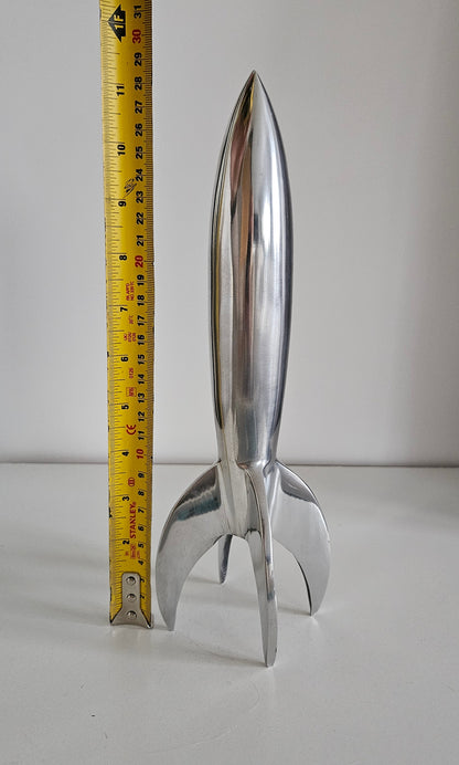 Rare Mid-Century Vintage Spage Age Aluminium Rocket, Spaceship