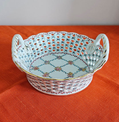 Vintage Imperial Porcelain Basket With Handles