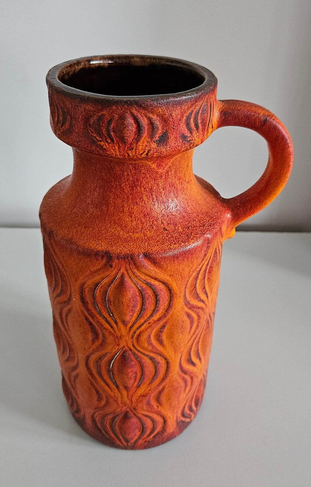 Mid-Century Retro West German 'Amsterdam/Onion' Vase By Scheurich Keramik In Orange