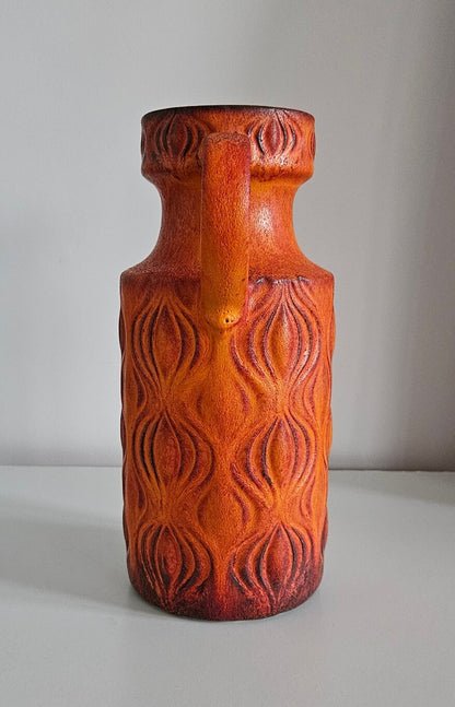 Mid-Century Retro West German 'Amsterdam/Onion' Vase By Scheurich Keramik In Orange