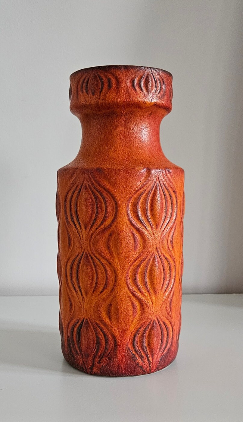 Mid-Century Retro West German 'Amsterdam/Onion' Vase By Scheurich Keramik In Orange