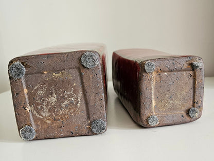 Pair Of Vintage Heavy Stoneware Vases