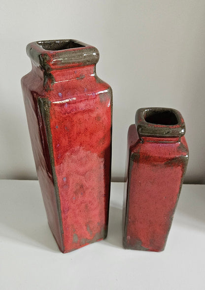 Pair Of Vintage Heavy Stoneware Vases