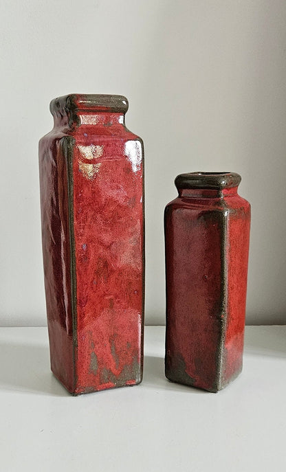 Pair Of Vintage Heavy Stoneware Vases