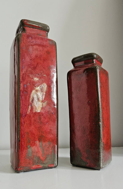 Pair Of Vintage Heavy Stoneware Vases