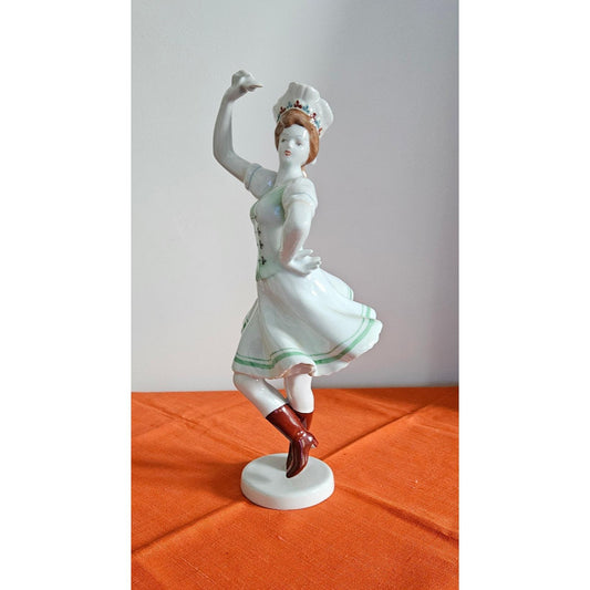 Rare Vintage Hungarian Hollohaza Porcelain Folk Dancer Figurine