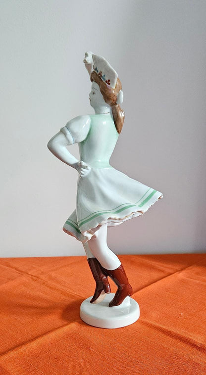 Rare Vintage Hungarian Hollohaza Porcelain Folk Dancer Figurine