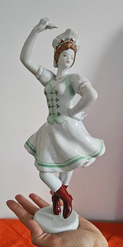 Rare Vintage Hungarian Hollohaza Porcelain Folk Dancer Figurine