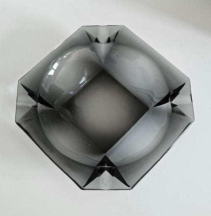 Retro Vintage Smoked Glass Ashtray