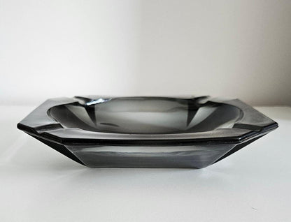 Retro Vintage Smoked Glass Ashtray