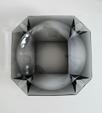 Retro Vintage Smoked Glass Ashtray