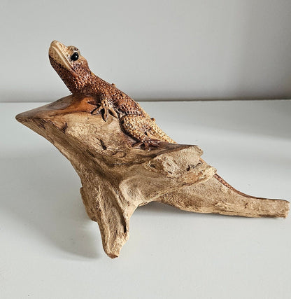 Hand Carved Wooden Gecko Ornament/Sculpture